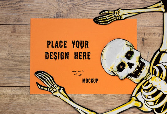 Free Mock-Up Design With Skeleton Drawing Psd