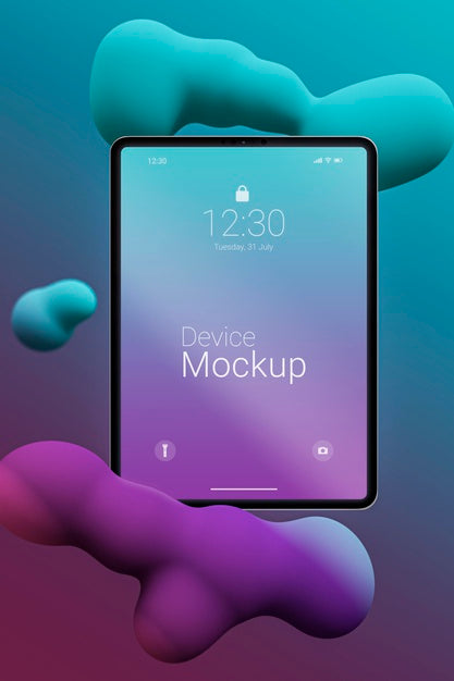 Free Mock-Up Device With Abstract Liquids Psd