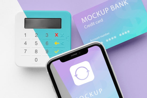 Free Mock-Up E-Payment With Smartphone And Payment Terminal Psd