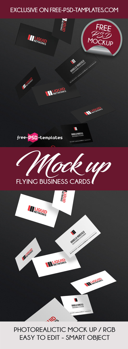 Free Mock Up Flying Business Card Psd Template