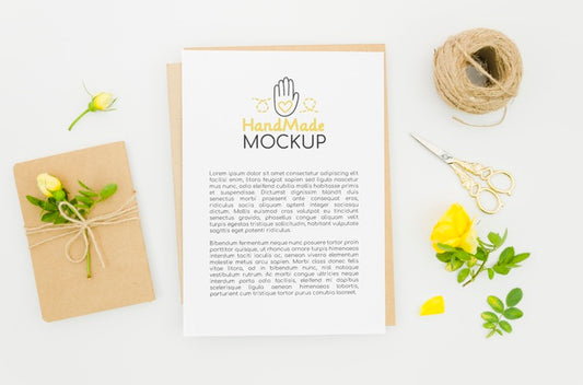Free Mock-Up For Flower Shop With Flowers And Rope Psd