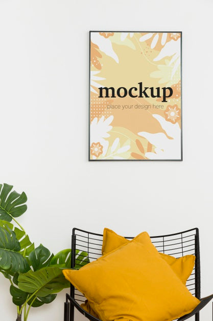Free Mock-Up Frame Above Chair Psd