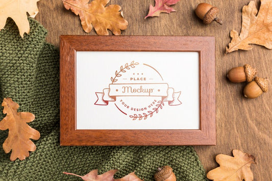 Free Mock-Up Frame And Acorns Psd