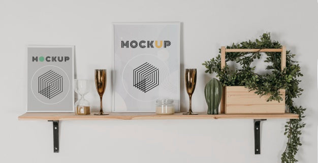 Free Mock Up Frame On Shelf Psd