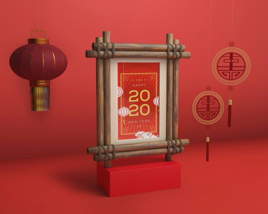 Free Mock-Up Frame With New Year Date Psd