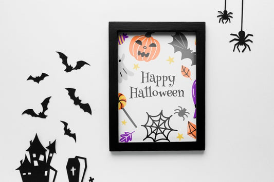 Free Mock-Up Halloween Frame And Decorations Psd