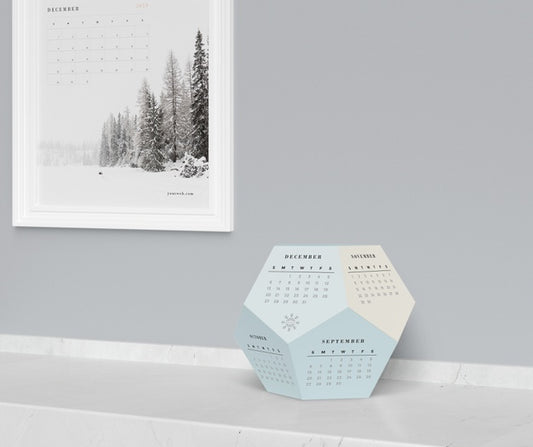 Free Mock-Up Hexagonal Calendar Concept Psd