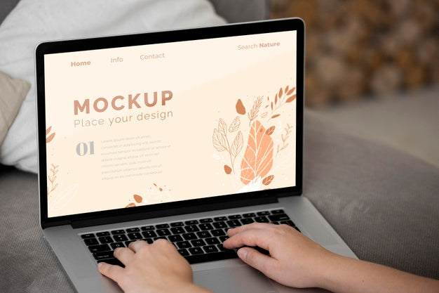 Free Mock Up Laptop In Bedroom Psd