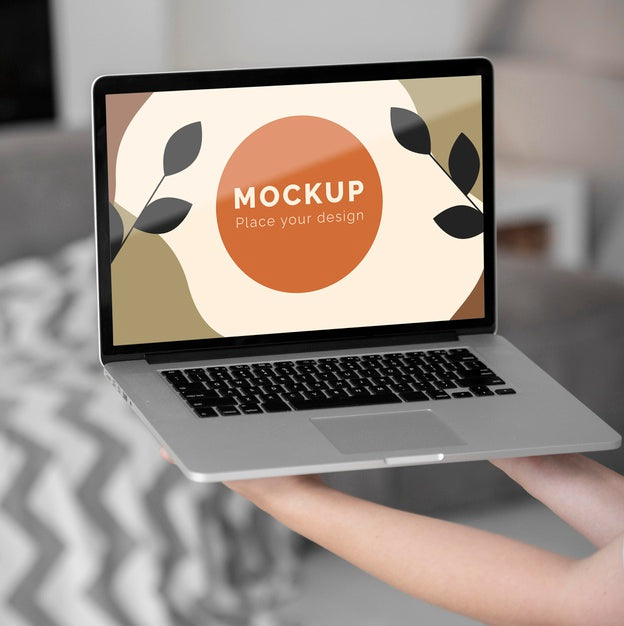 Free Mock Up Laptop In Bedroom Psd