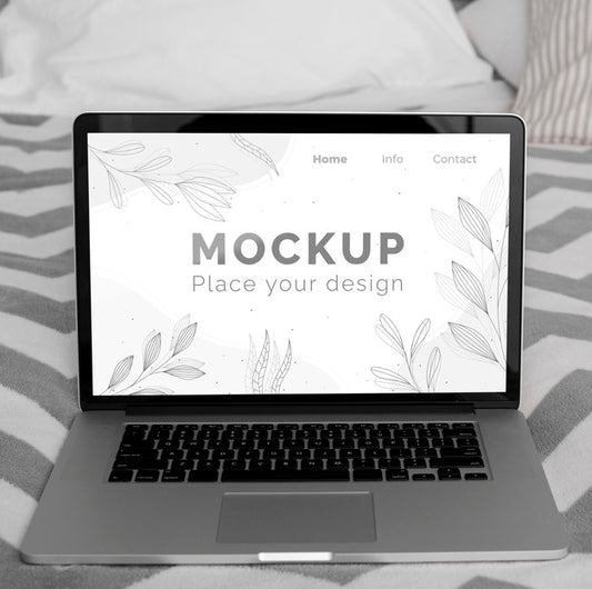 Free Mock Up Laptop On Bed Psd
