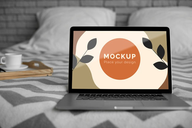 Free Mock Up Laptop On Bed Psd