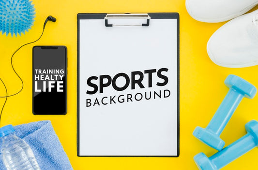 Free Mock-Up Mobile And Clipboard With Message For Sport Psd