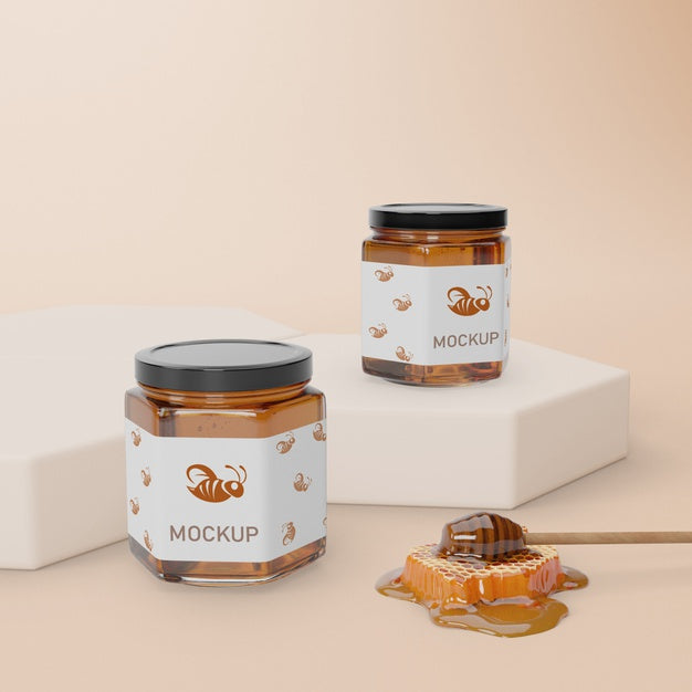Free Mock-Up Natural Honey Product Psd