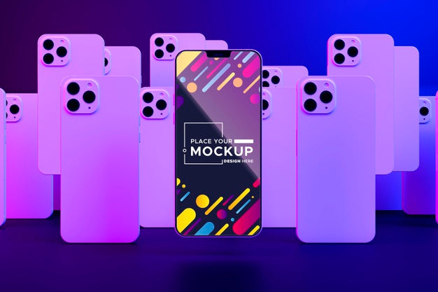 Free Mock-Up New Phones Showcase Psd