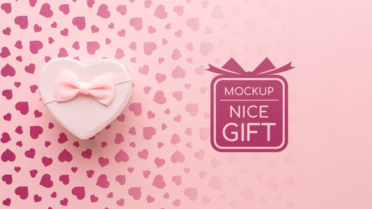 Free Mock-Up Nice Gift With Heart Shaped Gift Box Psd