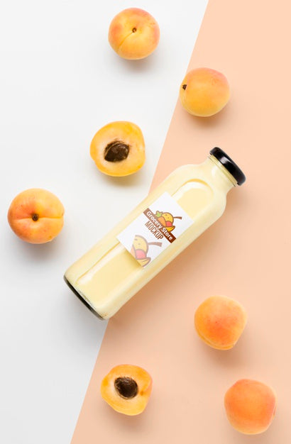Free Mock-Up Of Smoothie And Fruit Psd