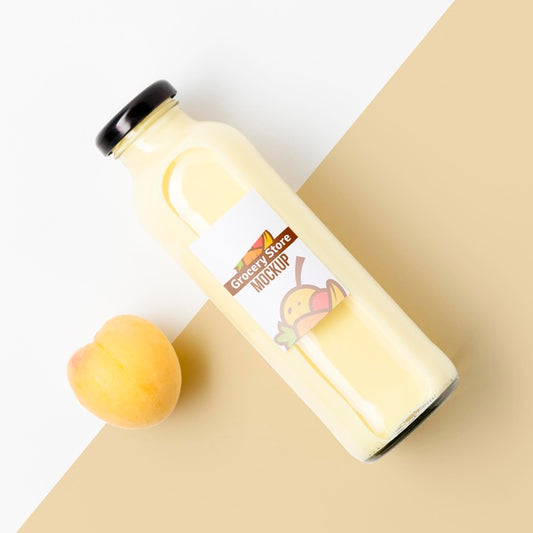 Free Mock-Up Of Smoothie With Healthy Peach Fruit Psd