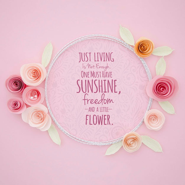 Free Mock-Up Ornamental Floral Frame With Inspirational Message Psd