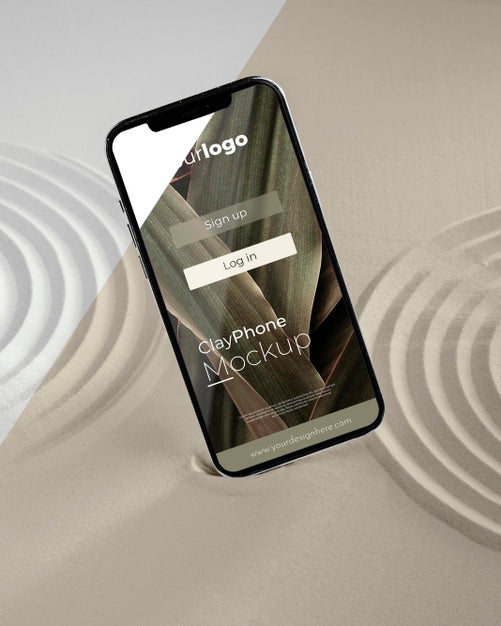 Free Mock-Up Phone In Sand Composition Psd