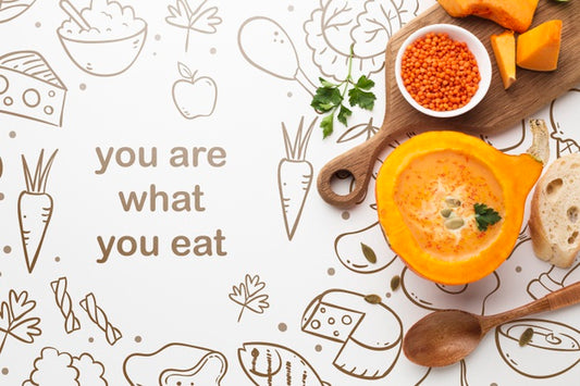 Free Mock-Up Positive Message About Food Psd