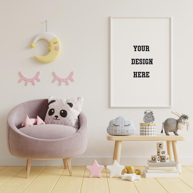 Free Mock Up Poster Frame In Children Room Psd