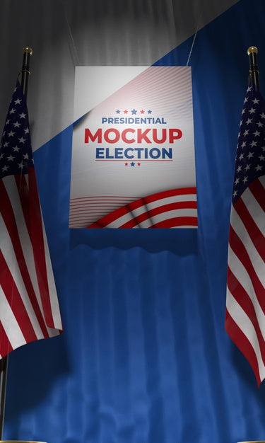 Free Mock-Up Presidential Election Poster For United States With Flags Psd