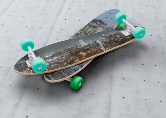 Free Mock-Up Skateboard On Top Of Another Psd