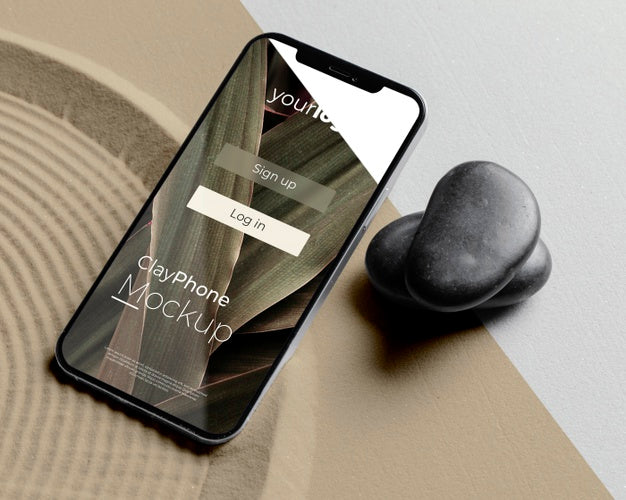 Free Mock-Up Smartphone In Sand Arrangement Psd