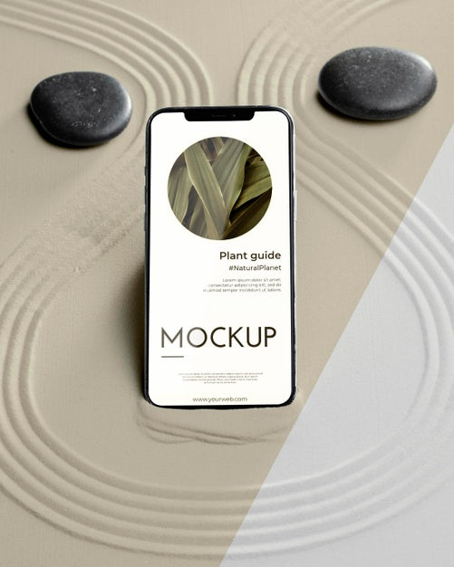 Free Mock-Up Smartphone In Sand Composition Psd