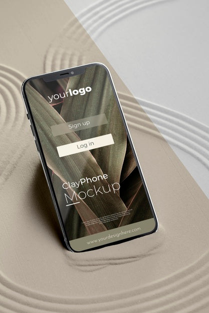 Free Mock-Up Smartphone In Sand Composition Psd