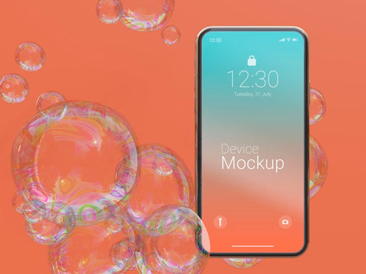 Free Mock-Up Smartphone With Abstract Liquids Psd