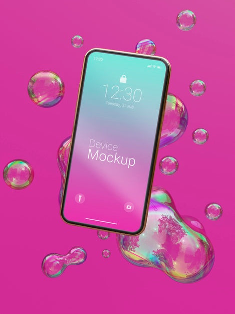 Free Mock-Up Smartphone With Abstract Liquids Psd