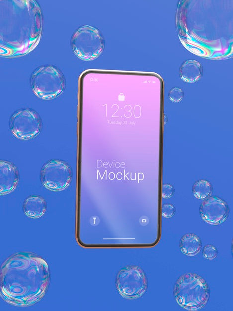 Free Mock-Up Smartphone With Liquid Dynamic Elements Psd