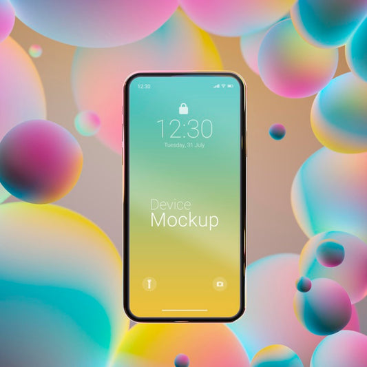 Free Mock-Up Smartphone With Liquid Elements Psd