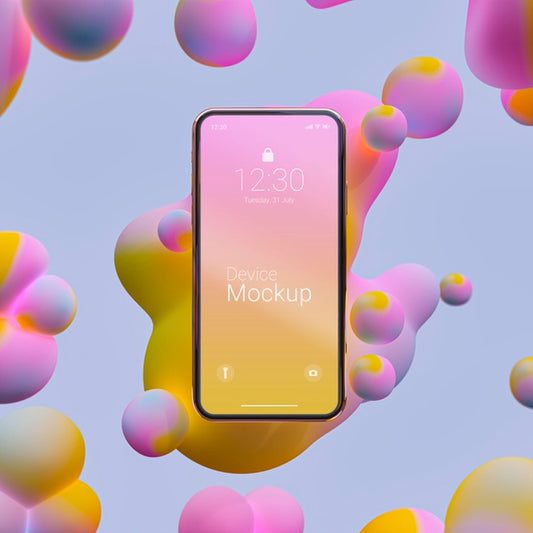 Free Mock-Up Smartphone With Liquid Elements Psd