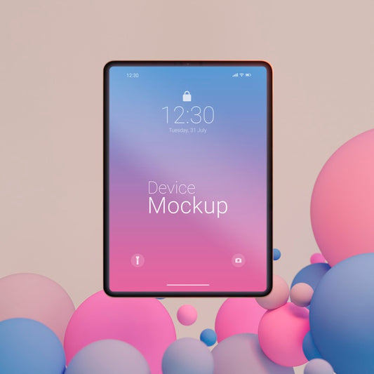 Free Mock-Up Tablet Composition With Liquid Elements Psd
