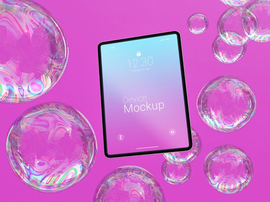 Free Mock-Up Tablet With Abstract Liquids Psd