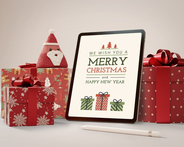 Free Mock-Up Tablet With Christmas Theme Psd