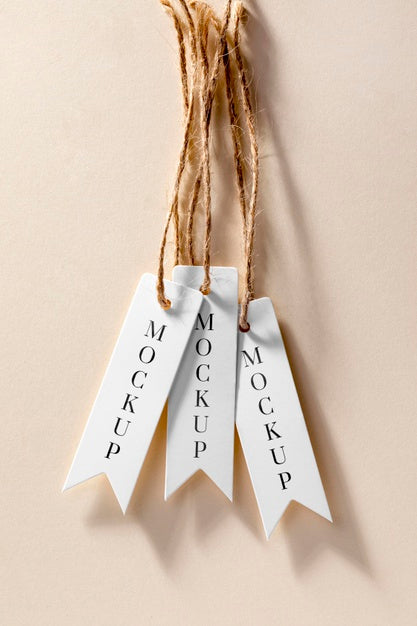 Free Mock-Up Thin Price Tags Hanging Psd