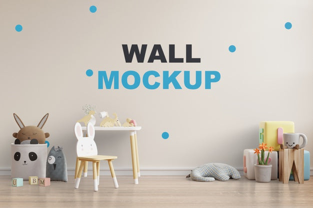 Free Mock Up Wall In The Children'S Room 3D Rendering Psd