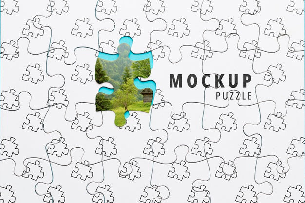 Free Mock-Up With Jigsaw Puzzle Piece Psd