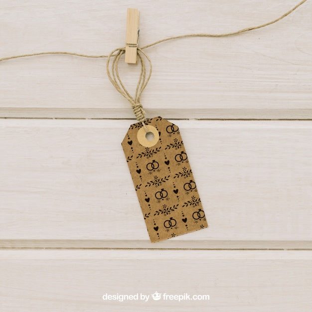 Free Mock Up With Label Hanging On A Cord Psd