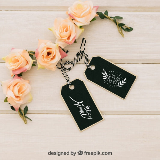 Free Mock Up With Labels And Floral Ornaments Psd