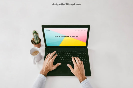 Free Mock Up With Office Desk And Laptop Psd