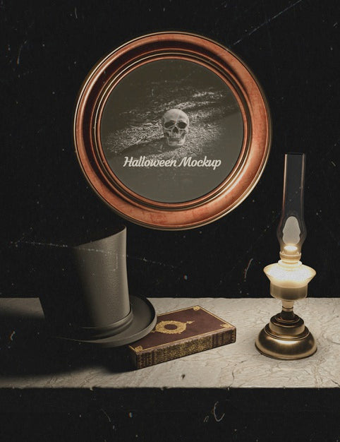 Free Mock-Up With Skull And Dark Ages Elements Psd