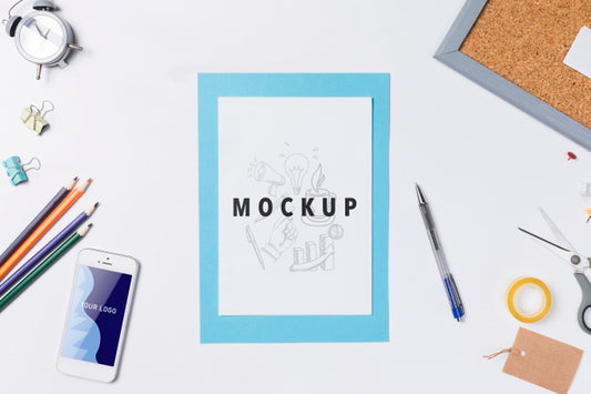 Free Mock-Up With Useful Tools For Workspace Psd