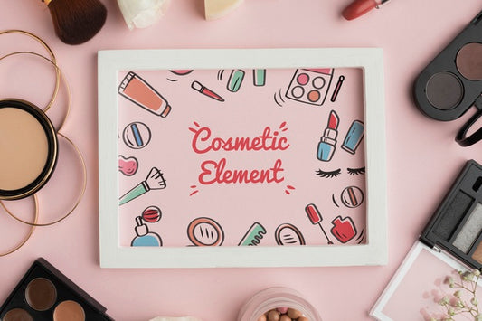 Free Mock-Up Wooden Frame With Makeup Message Psd