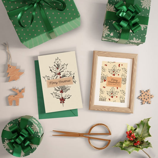 Free Mock-Up Wrapping Gifts Process Psd