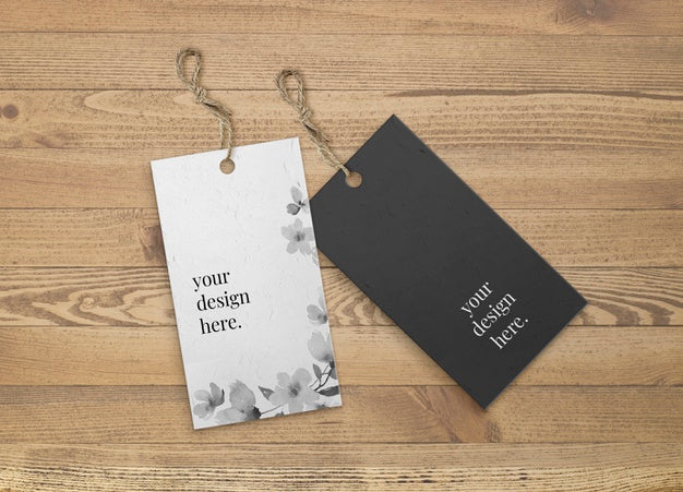 Free Mockup Black And White Labels With Jute Strip Psd