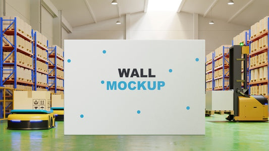 Free Mockup Board In Factory Interior 3D Rendering Psd